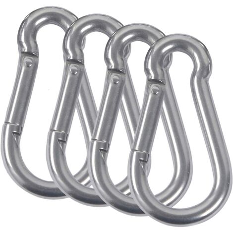M8 mousquetons 304 acier inoxydable ressort pompier mousqueton avec mousqueton pour Camping randonnée hamac balançoire 4 pièces