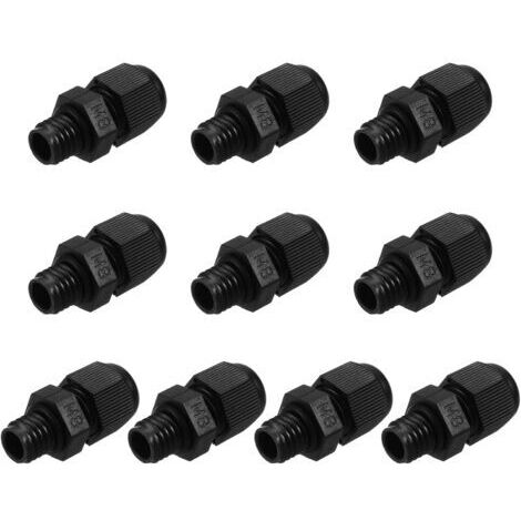 M8 Résistance à L'Eau Câble Glande x 10Pcs Connecteur de Fixation Étanche Joint de Raccordement Protecteurs de Fil, [Noir]