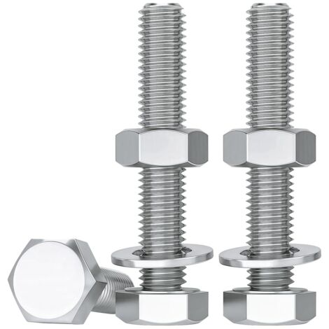 M8 screws, bolts and nuts, 10 pieces M8 x 50 mm hexagon head screws with nuts and washers assortment stainless steel A2 V2A stainless steel screw set DIN 933 / DIN 934 / DIN 125