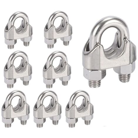 M8 Serre-câbles Etrier U Boulon Clip de Câble 304 Acier inoxydable Selle de pince de Câble Câble métallique Clips pour etendoir linge exterieur10PCS