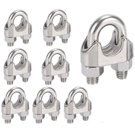 M8 Serre-câbles Etrier U Boulon Clip de Câble 304 Acier inoxydable Selle de pince de Câble Câble métallique Clips pour etendoir linge exterieur10PCS
