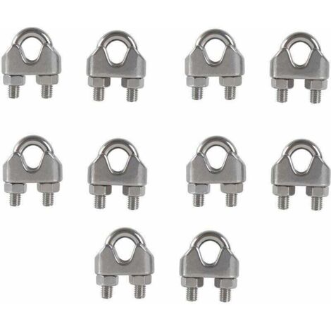 M8 Serre-câbles Etrier U Boulon Clip de Câble 304 Acier inoxydable Selle de pince de Câble Câble métallique Clips pour etendoir linge exterieur10PCS