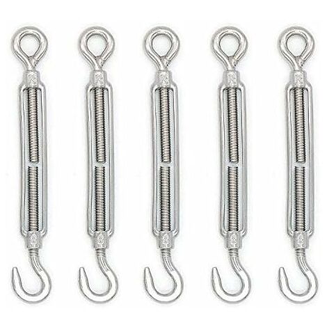 M8 Turnbuckle Hook and It in 304 Stainless Steel - Pack of 5