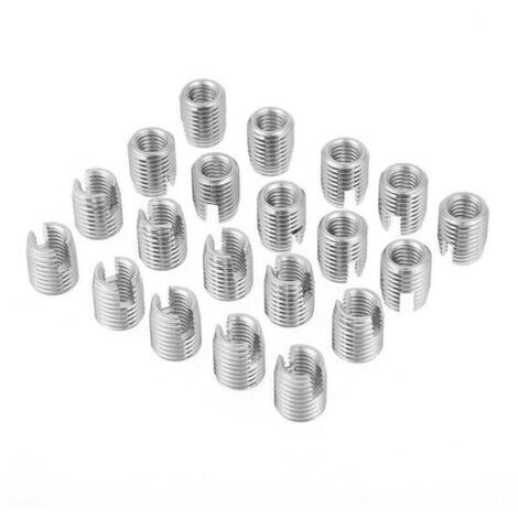 M8 x 15mm Threaded Insert Self Tapping Spiral Inserts SUS303 Stainless Steel (20pcs)