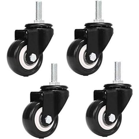AIDUCHO M8x25mm 4 pièces de support de charge 240 kg chariot roulette tournante PU meubles poudre remplacement (sans roulettes de frein)