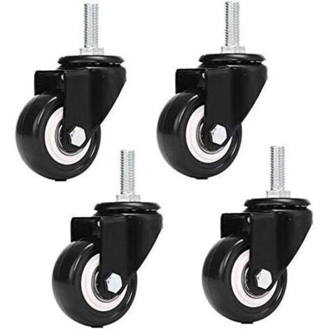 M8x25mm 4 pièces de support de charge 240 kg chariot roulette tournante PU meubles poudre remplacement (sans roulettes de frein),--