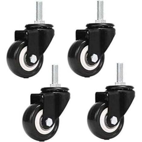 M8x25mm 4 pièces de support de charge 240 kg chariot roulette tournante PU meubles poudre remplacement (sans roulettes de frein)