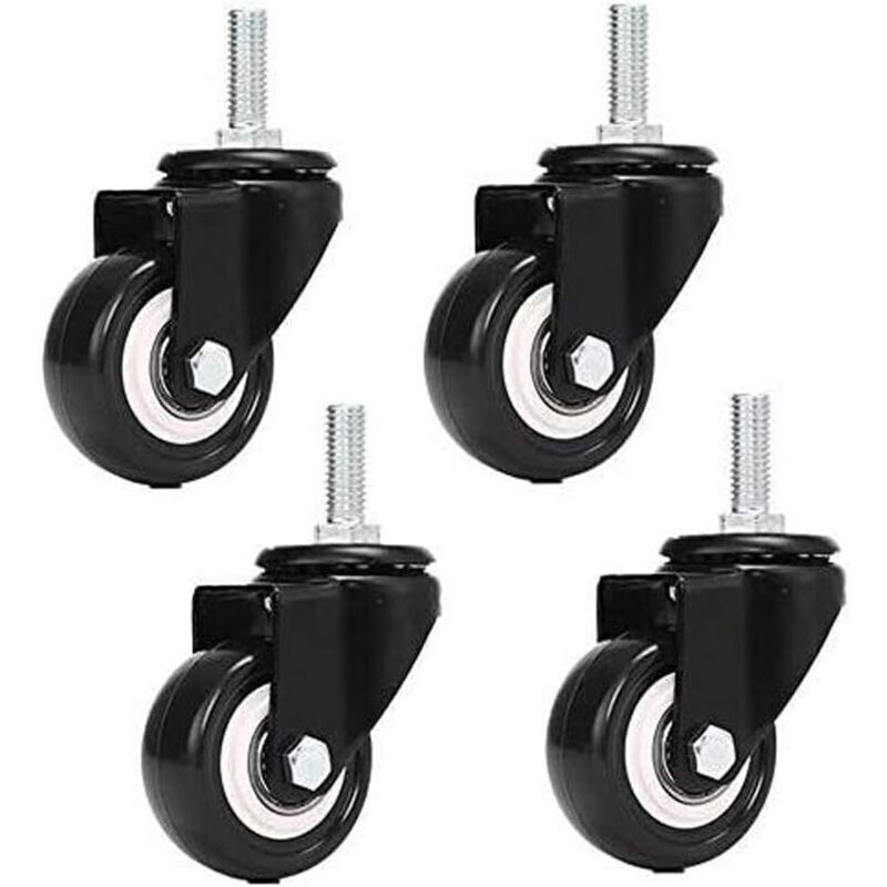 Trimec - M8x25mm 4 pièces de support de charge 240 kg chariot roulette tournante pu meubles poudre remplacement (sans roulettes de frein),-