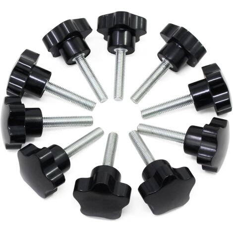 m8x40 Poigne De Serrage D'crou De Filetage Femelle, Boutons  Main En Forme D'toile Bouton De Serrage De Poigne  Visser En Plastique Noir Pour Quip