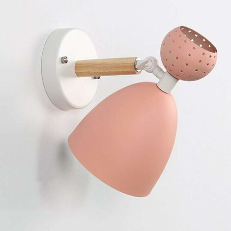 Macaron Rosa Kinder-LED-Wandlampe mit Licht 3-8 m² Nachttischlampe aus Holzeisen