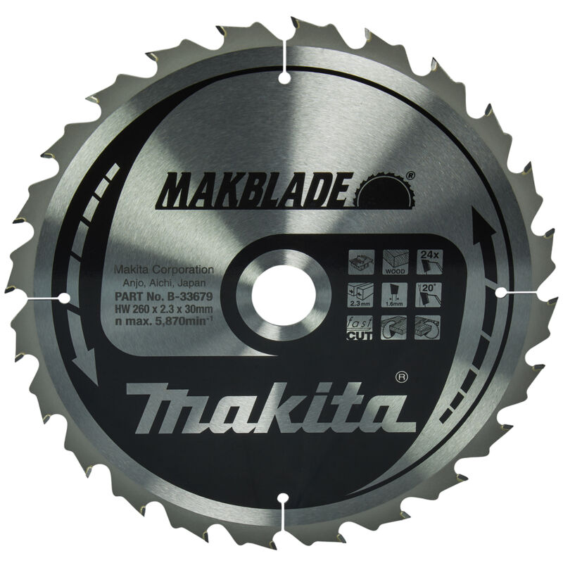 Lama Makita, SPECIALIZED TCT T.C.T. - 260 x 30 mm - 24 denti - legno
