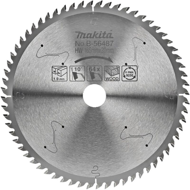 Makita - Lama per seghe da taglio 165 x 20 mm - 64 denti