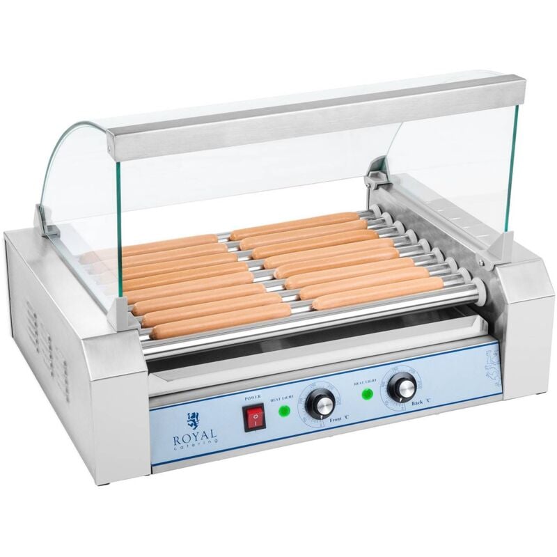 Image of Royal Catering - Macchina 9 Rulli Hot-Dog Wurstel Salsicce Hotdog Maker Professionale Express