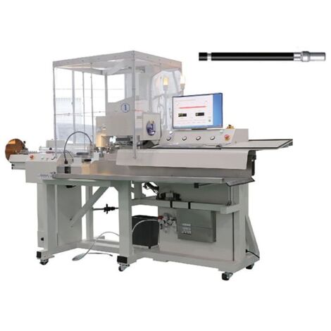 Macchina automatica per spelature e crimpatura di terminali a cavi fotovoltaici (su un lato)