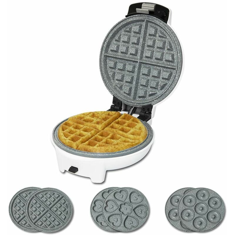 Image of Fun Gofrestone 3in1 Waffle, 700 watt di potenza, rivestimento in pietra ecologica, piastre intercambiabili per ciambelle, muffin e waffle - Cecotec