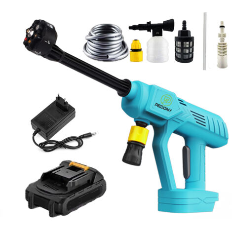 Macchina elettrica di pulizia ad alta pressione, Rod ad alta tensione portatile dell'automobile ad alta tensione, +1 batteria 3.0A + caricabatterie, compatibile con le batterie Makita