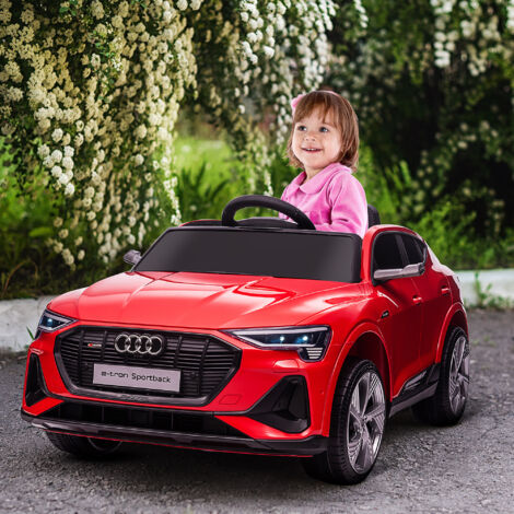 Macchina Elettrica per Bambini 12V Audi E-tron con Doppio Motore, Telecomando e Batteria Ricaricabile, Velocità 3-5km/h, Luci LED e Musica, Rosso