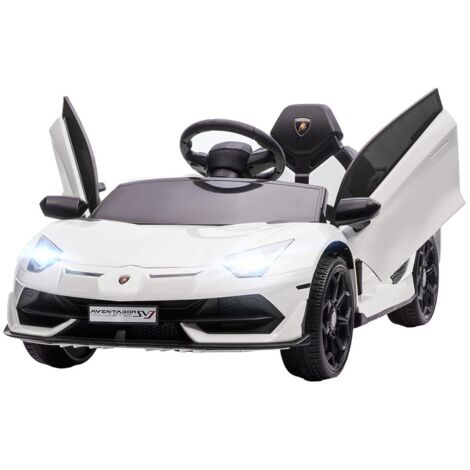 MACCHINA ELETTRICA PER BAMBINI A 12V LICENZA LAMBORGHINI CON CLACSON E TELECOMANDO. 107.5X63X42 CM. BIANCA