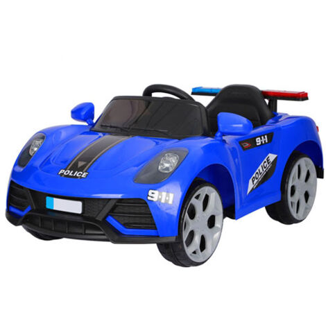 Macchina elettrica polizia blu per bambini con batteria