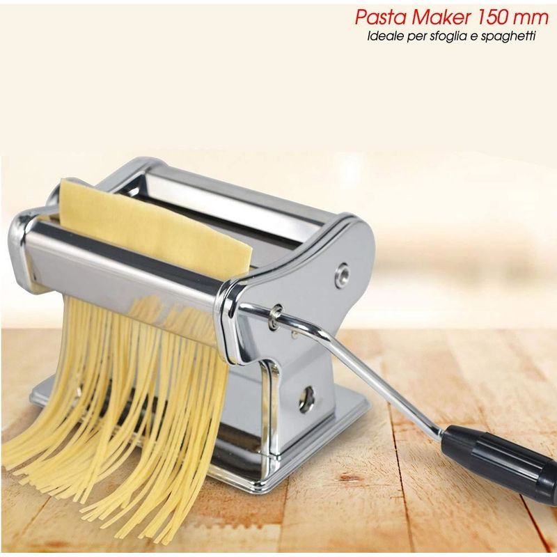 Image of Macchina Pasta Fresca Manuale Cucina Stendi Impasto Acciaio Inox Rullo 150mm