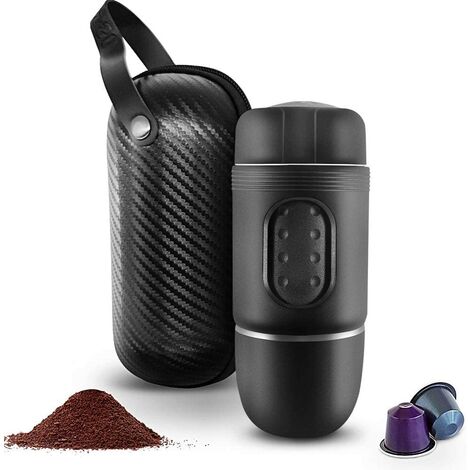 Fiaschetta per macchina da caffè manuale da viaggio Mini M & W Macchina per caffè espresso portatile Compatibile con capsule a capsula e caffè macinato Nespresso 