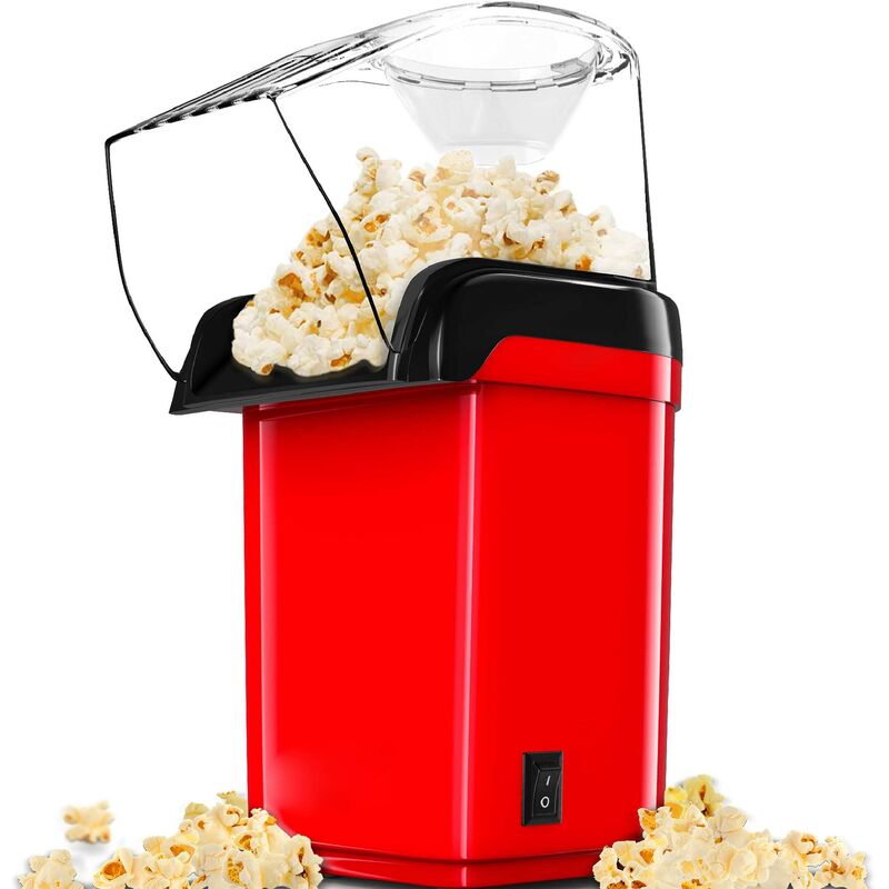Image of Macchina per popcorn Gadgy ad aria calda - Macchina per popcorn retrò - Popcorn senza grassi e senza olio - Snack sano - Macchina per popcorn rossa