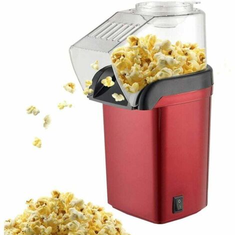Macchina per popcorn senza olio e senza grassi da 1200 W, rossa