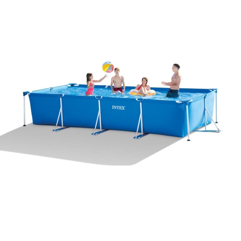 GRE - Intex 28273NP - Piscina Fuori Terra Rectangular Frame Rettangolare, 7127 l, Acciaio e pvc, Blu, 450x220x84 cm