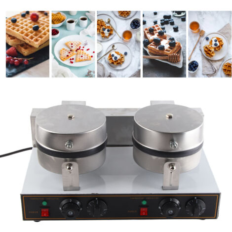 Macchina per waffle commerciale a doppia testa con rivestimento antiaderente a riscaldamento rapido con impugnatura isolata 2400W