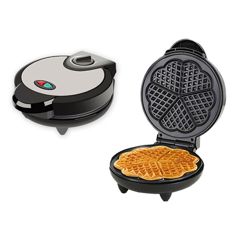 Image of Macchina per waffle, waffle circolare elettrico, teglia antiaderente, macchina per waffle 1200W, acciaio inossidabile, controllo della temperatura