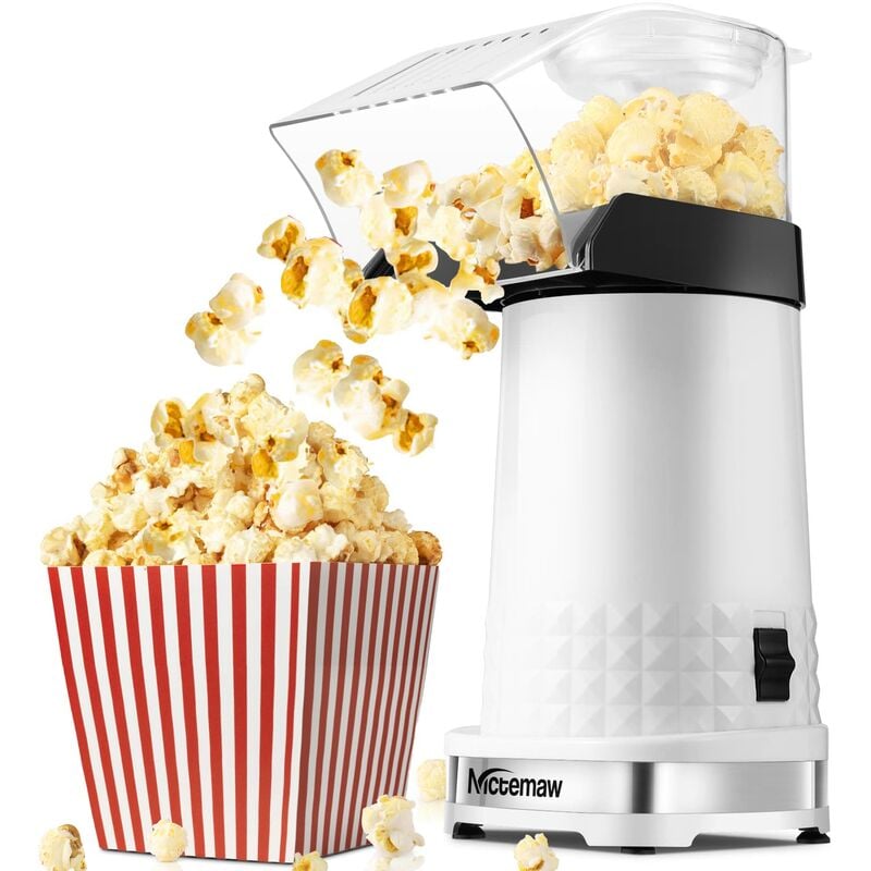 Image of Macchina popcorn per popcorn ad aria calda 1200 w, macchina popcorn automatica per popcorn ad aria calda per casa, con misurino e coperchio