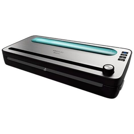 Macchina sottovuoto da 140 W e pressione sottovuoto da 0,75 bar per mantenere gli alimenti freschi per più tempo in modo molto semplice. Include taglierina e rotolo di sacchetti.