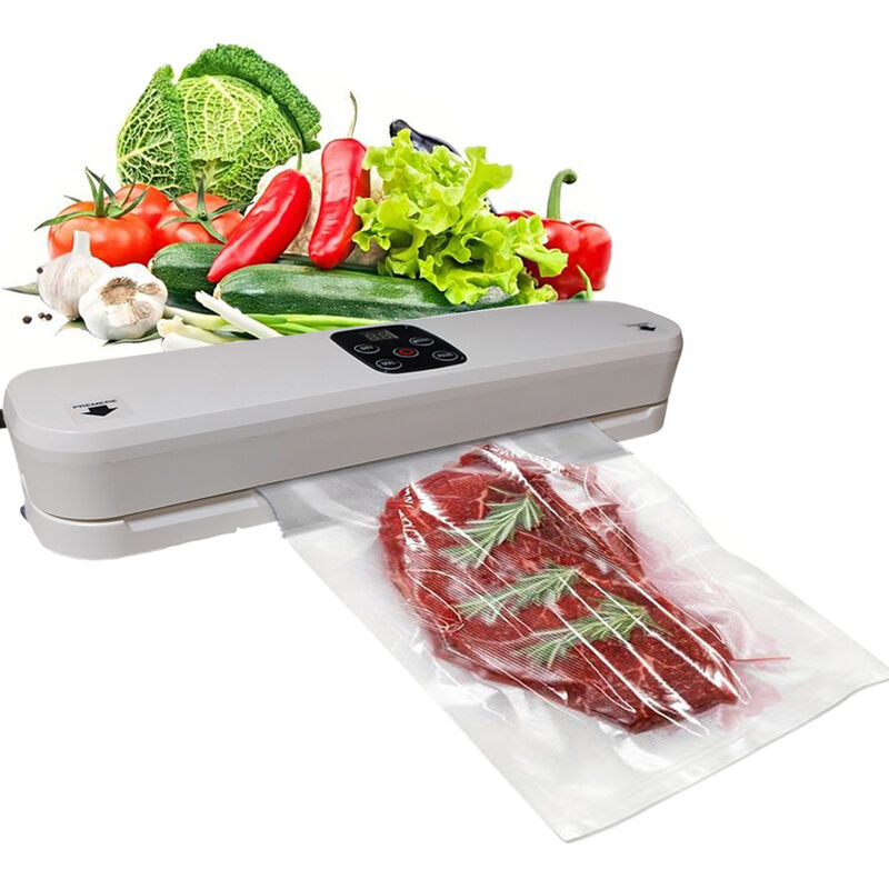 Image of Macchina sottovuoto alimenti automatica con 10 sacchi per conservare cibi carne verdure sigillatrice buste salvafreschezza 100w