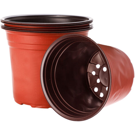 Maceta [6 macetas] Jarrón de PP con drenaje y ventilación para oficina o hogar, blanco y rojo, 20,6 cm de diámetro, 17,5 cm de alto, lavable, reutilizable, regalo decorativo