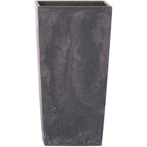 Maceta alta 16,3 L Prosperplast Urbi Square Effect de plástico CON depósito en color Antracita, 42 (alto) x 22 (ancho) x 22 (profundo) cms - Antracita