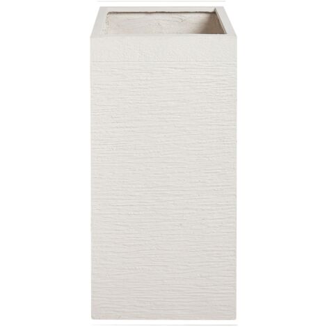 Maceta alta de arcilla para jardín 33 x 33 x 70 cm resistente a los rayos UV beige claro Dion