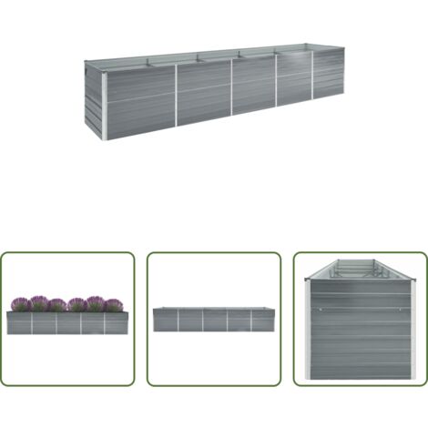 Maceta -  Arriate de acero galvanizado gris 400x80x45 cm