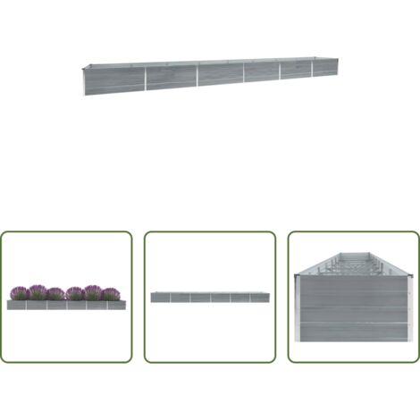 Maceta -  Arriate de acero galvanizado gris 600x80x45 cm