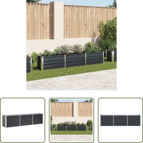 Maceta -  Arriate de acero galvanizado gris antracita 240x40x45 cm