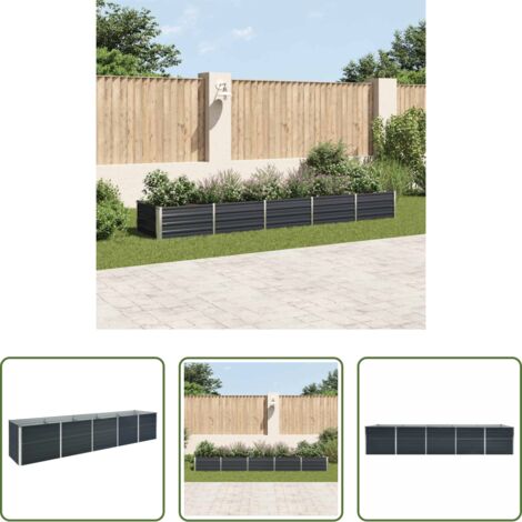 Maceta -  Arriate de acero galvanizado gris antracita 400x80x45 cm