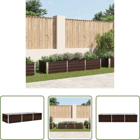 Maceta -  Arriate de acero galvanizado marrón 240x80x45 cm