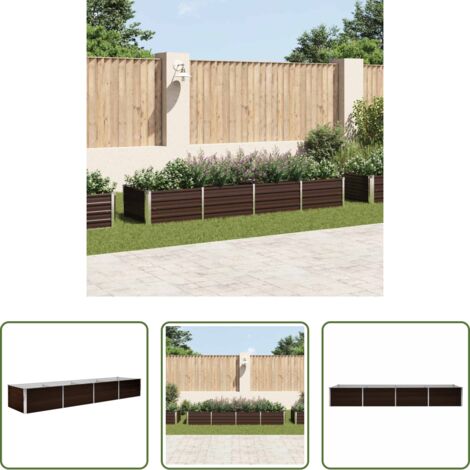Maceta -  Arriate de acero galvanizado marrón 320x80x45 cm