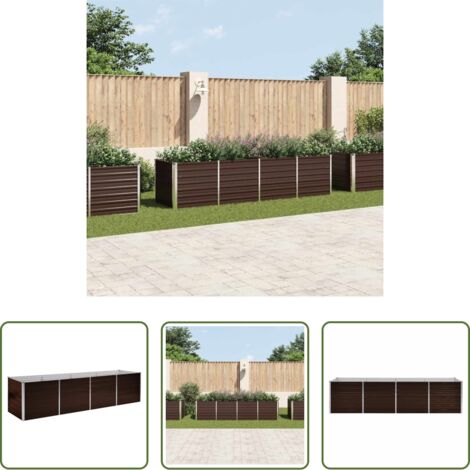 Maceta -  Arriate de acero galvanizado marrón 320x80x77 cm