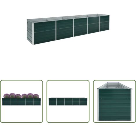 Maceta -  Arriate de acero galvanizado verde 400x80x45 cm