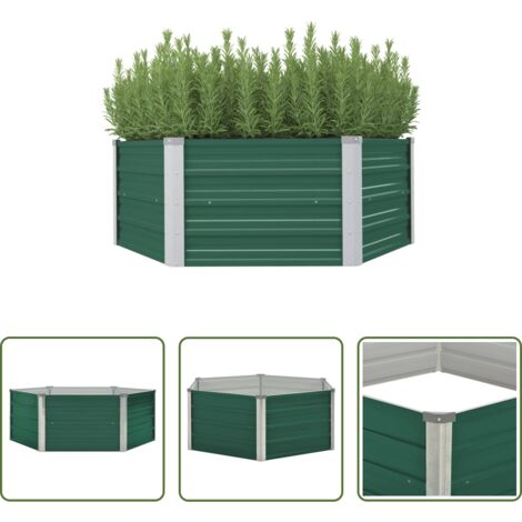 Maceta -  Arriate elevado de acero galvanizado verde 129x129x45 cm