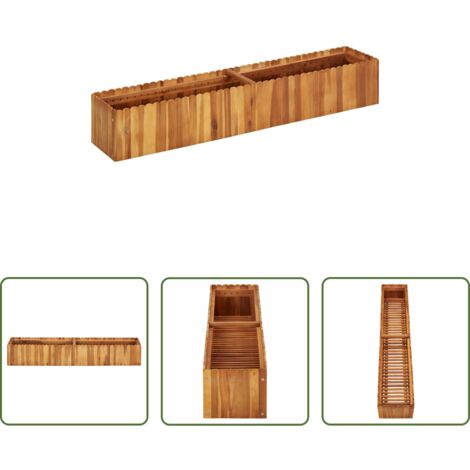 Maceta -  Arriate elevado de madera maciza de acacia 150x30x25 cm