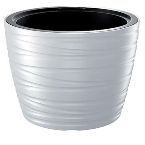 Maceta baja con deposito 22L Maze de plastico en color blanco 37,5 (largo) x 37,5 (ancho) x 27,9 (alto) cm