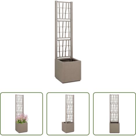 Maceta -  Caja para flores Marrón Claro 36 x 36 x 140 cm Plástico