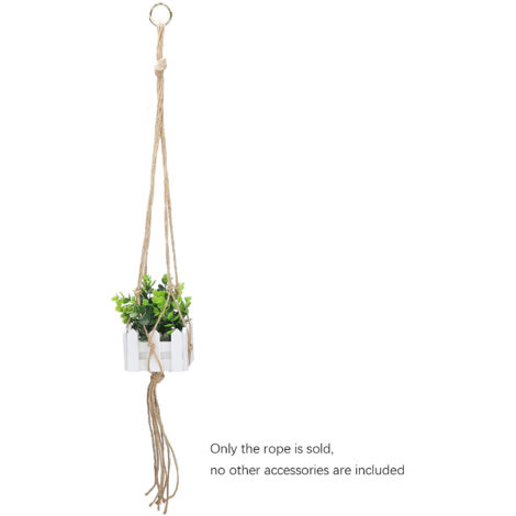 [Maceta colgante] Macetero colgante de macramé hecho de cuerda de cáñamo ecológica, marrón, 90/105/122 cm