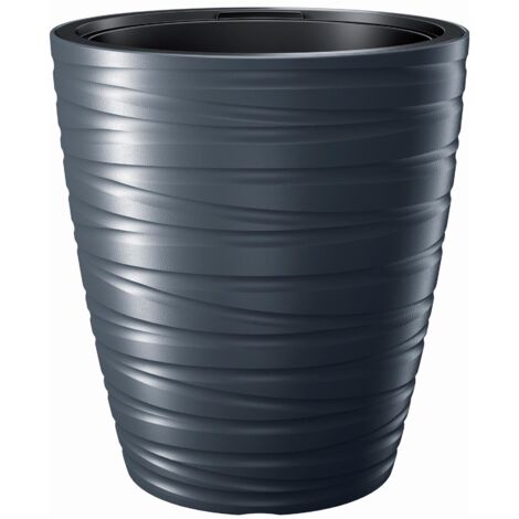 Maceta con deposito 16L Maze de plastico en color antracita 29,6 (largo) x 29,6 (ancho) x 32,9 (alto) cm